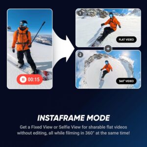 Insta360 X5 – Waterproof 8K 360° Action Camera, Leading Low Light, Invisible Selfie Stick Effect, Rugged and Replaceable Lens, 3-Hour Battery, Built-in Wind Guard, Stabilization, Triple AI Chip Design