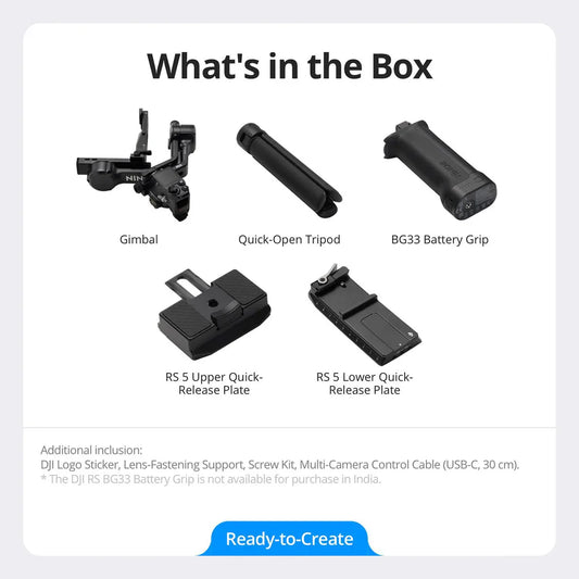 DJ I RS 5 Gimbal Stabilizer for Camera Canon/Sony/Panasonic/Nikon/Fujifilm, Fine-Tuning Knobs, 2nd-Gen Automated Axis Locks, Quick-Open Tripod, New Z-Axis Indicator