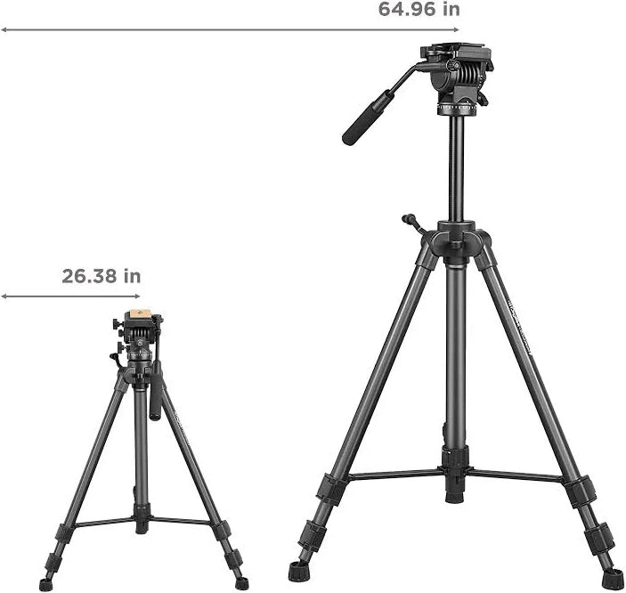 Digitek (DPTR 880 PRO) (165 cm) Platinum Aluminum Light Weight Tripod, with Fluid Video Head, for DSLR & Video Cameras, Maximum Operating Height: 5.90 Feet, Maximum Load : 6 kgs (Black)