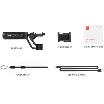Zhiyun-Tech Smooth Q2 3-Axis Handheld Gimbal (with 2 Years ZHIYUN India Official Warranty) for Smartphone, Small Pocket Size 260g Max. Payload 360 Degree Rotation iOS & Android Supported, Black
