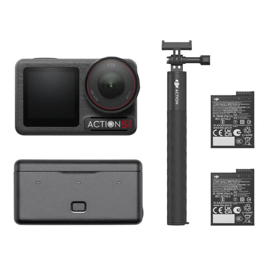 DJI Osmo Action 5 Pro Adventure Combo, Action Camera 4K with 1/1.3″ Sensor, 12h Extended Battery Life with 3 Batteries, Stabilization, Dual OLED Touchscreens, Mini Action Camera for Travel, Vlog