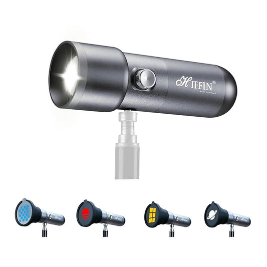 HIFFIN G-Flash 10W RGB LED Light | 7500mAh Rechargeable Battery | 1-100% Dimming | 4 Color Modes (White/Yellow/Blue/Red) | 20 GOBO Filters | USB-C Charging | Photography & Videography Lighting