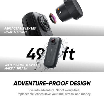 Insta360 X4 Air - Lightweight 165g 8K 360 Camera, Invisible Selfie Stick Effect, Replaceable Lenses, Shoot First & Frame Later, Built-in Wind Guard, FlowState Stabilization, AI-Powered App