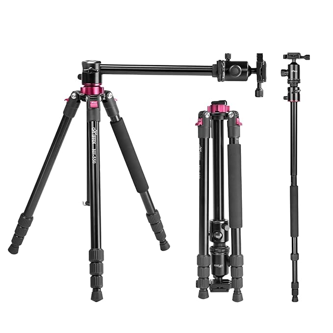 HIFFIN® HF-550 Professional Aluminum Tripod & Monopod with 165CM Max Height | Swivel Ball Head, 4-Section Adjustment, 7kg Load Support | Perfect for DSLR & Video Camcorders