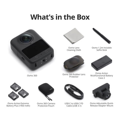 DJI Osmo 360 Adventure Combo,360 Camera With 1-Inch 360° Imaging, Native 8K 360° Video, 4K/120fps & 170° Boost Video, 120MP 360° Photo, 100-Min 8K Recording, Waterproof, Action Camera for Sports, Vlog