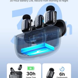 BOYA Mini Wireless Microphone for Phone with USB C Plug, Clip On Lavalier Mic for iPhone, Android & PC Noise Reduction, AI Voice Changer, 30H Battery & Charging Case.