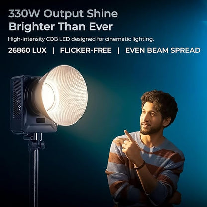 Digitek Lite (DCL 400WBC Combo) 330W Bi Color COB LED Continuous Light with Reflector & Bowens Mount, 10 Fx Effects, 0-100% Dimming, 2700K-6500K Color Temp, 26860LM, 95+ CRI, for Photo & Video Shoots