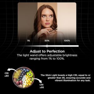 HIFFIN HF-600 RGB LED Light Stick for Photography, Photography Light with RGB CCT HSI Mode, 2500K-9900K Adjustable, 25 Fx Light Effect, Power 25W, Barndoor, 5200mah Battery for YouTube, Photoshoot