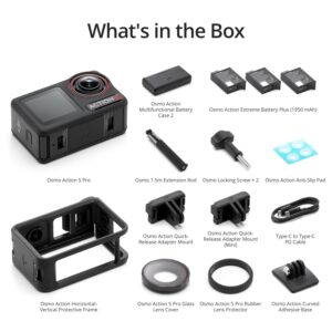 DJI Osmo Action 5 Pro Adventure Combo, Action Camera 4K with 1/1.3″ Sensor, 12h Extended Battery Life with 3 Batteries, Stabilization, Dual OLED Touchscreens, Mini Action Camera for Travel, Vlog
