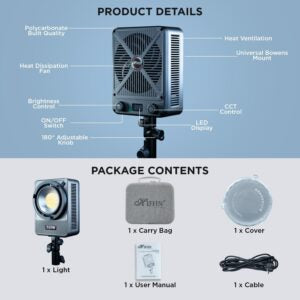 HIFFIN HF-350 PRO Wonder Series 350W COB LED Video Light | 25,800lm Ultra Bright | CRI 95+ | CCT 2700K-6500K | Bowens Mount | App Control | Professional Light for Photography, Videos & Studio Use