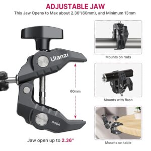 ULANZI Super Clamp Camera Clamp Mount Monitor 360° Ballhead Magic Arm Double Ball Head Adapter with 1/4"-20 & 3/8"-16 Thread for Canon Nikon DSLR Camera/Gopro/LED Lights/Ronin-M/Ronin MX