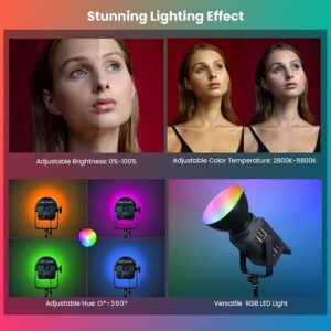 HIFFIN COB-150P Professional 150W RGB LED Video Light | 2800K-6800K Dimmable | 11 FX Modes | 9800Lm Brightness | Remote Control | 220V Power Supply | Studio & Lighting for Photography & Videography