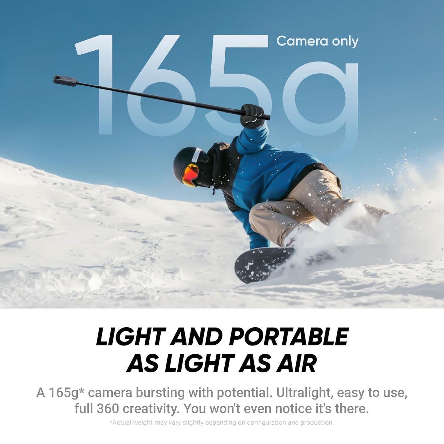 Insta360 X4 Air - Lightweight 165g 8K 360 Camera, Invisible Selfie Stick Effect, Replaceable Lenses, Shoot First & Frame Later, Built-in Wind Guard, FlowState Stabilization, AI-Powered App