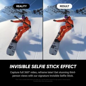 Insta360 X5 – Waterproof 8K 360° Action Camera, Leading Low Light, Invisible Selfie Stick Effect, Rugged and Replaceable Lens, 3-Hour Battery, Built-in Wind Guard, Stabilization, Triple AI Chip Design