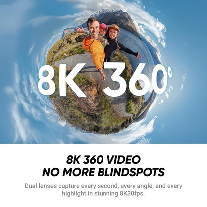 Insta360 X4 Air - Lightweight 165g 8K 360 Camera, Invisible Selfie Stick Effect, Replaceable Lenses, Shoot First & Frame Later, Built-in Wind Guard, FlowState Stabilization, AI-Powered App