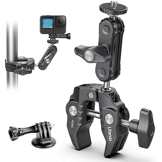 ULANZI Super Clamp Camera Clamp Mount Monitor 360° Ballhead Magic Arm Double Ball Head Adapter with 1/4"-20 & 3/8"-16 Thread for Canon Nikon DSLR Camera/Gopro/LED Lights/Ronin-M/Ronin MX