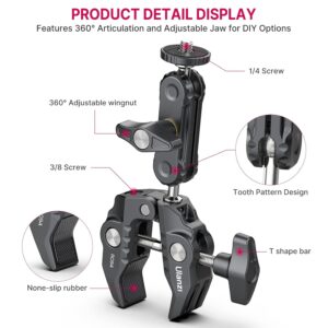 ULANZI Super Clamp Camera Clamp Mount Monitor 360° Ballhead Magic Arm Double Ball Head Adapter with 1/4"-20 & 3/8"-16 Thread for Canon Nikon DSLR Camera/Gopro/LED Lights/Ronin-M/Ronin MX