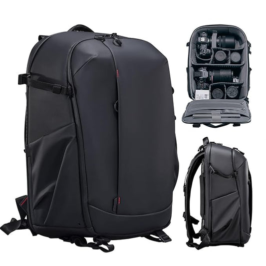 ULANZI Camera Backpack Professional Bag, Water-Resistant Photography Camera Case Anti Theft Travel for Photographers DSLR Mirrorless Camera Lens Tripod Holder 16" Laptop Black 22L