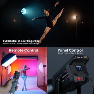 HIFFIN COB-150P Professional 150W RGB LED Video Light | 2800K-6800K Dimmable | 11 FX Modes | 9800Lm Brightness | Remote Control | 220V Power Supply | Studio & Lighting for Photography & Videography