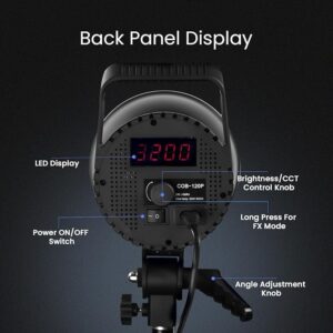 HIFFIN COB-120P Professional 120W LED Video Light for Studio Film Recording, 3200K-5600K Dimmable with Remote Control, Widely Used for Photography and Videography
