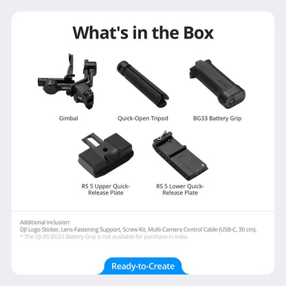 DJ I RS 5 Gimbal Stabilizer for Camera Canon/Sony/Panasonic/Nikon/Fujifilm, Fine-Tuning Knobs, 2nd-Gen Automated Axis Locks, Quick-Open Tripod, New Z-Axis Indicator