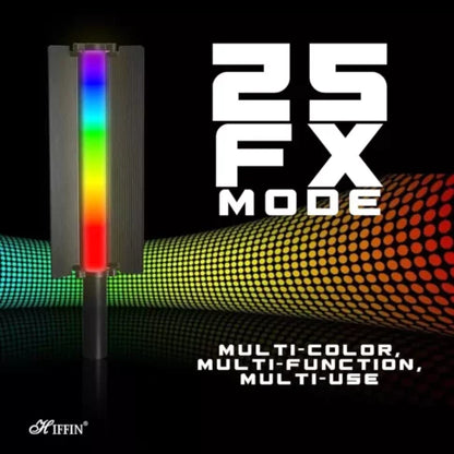 HIFFIN HF-600 RGB LED Light Stick for Photography, Photography Light with RGB CCT HSI Mode, 2500K-9900K Adjustable, 25 Fx Light Effect, Power 25W, Barndoor, 5200mah Battery for YouTube, Photoshoot