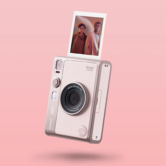 Fujifilm Instax Mini Evo Hybrid Camera Premium Edition with 20 Shots of mini Film Confetti - (Gentle Rose)