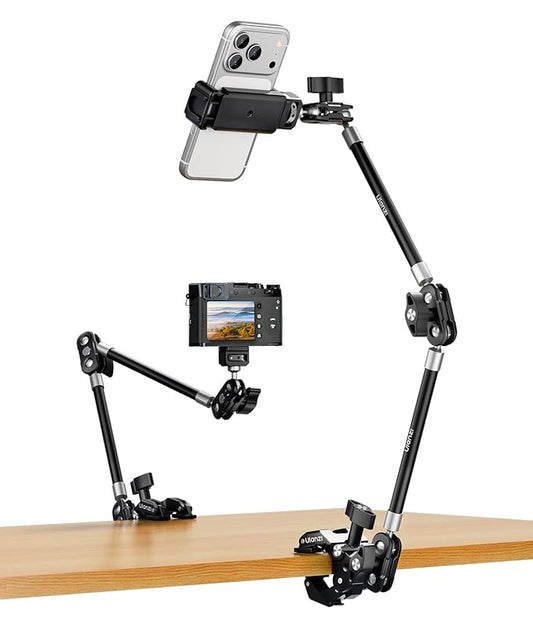 ULANZI CO78 22" Magic Arm with Super Clamp Desk C Clamp, 1kg Load Articulating Arm, Overhead Phone Mount Holder for Compact Camera, Action Camera, Small Video Light, Cell Phone,Monitors