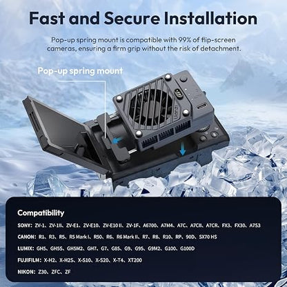 ULANZI CU01 Camera Cooler Kit for DSLR & Mirrorless, Semiconductor Cooling Fan with 3000mAh Magnetic Rechargeable Battery, 3 Speeds, Auto Temp Control Cooling for Video Recording(Battery+Cooler)