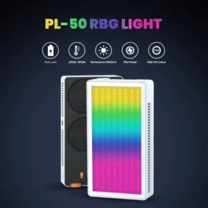 Hiffin Panel Light 50 Watt RGB Video Light, 2500K-9000K, CRI 95+, 7000mAh, 24 FX, 6600lux
