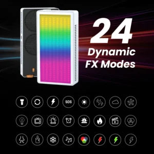 Hiffin Panel Light 50 Watt RGB Video Light, 2500K-9000K, CRI 95+, 7000mAh, 24 FX, 6600lux