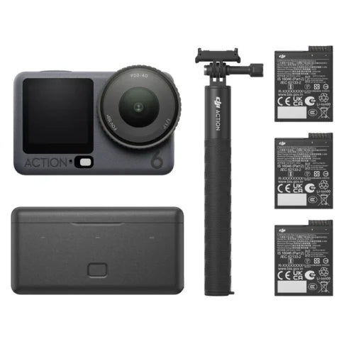 DJI Osmo Action 6 Adventure Combo, Action Camera with 1/1.1" Square Sensor, Variable Aperture of f/2.0–f/4.0, Cold-Resistant, 4hrs Battery, Action Camera 4K Ideal for Quick Capture of Exciting Moments