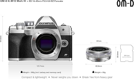 Olympus OM-D E-M10 Mark IV Mirrorless Digital Camera with 14-42mm Lens (Silver)
