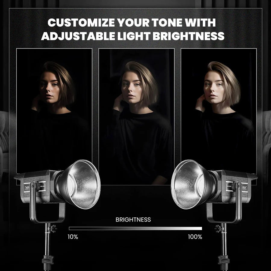 HIFFIN (COB-250P) 250W Bi-Color Continuous LED Video Light with 9 FX Modes, 2800K–6800K Adjustable, 10–100% Brightness Control, Remote Operated Studio Lighting for Photography & Videography