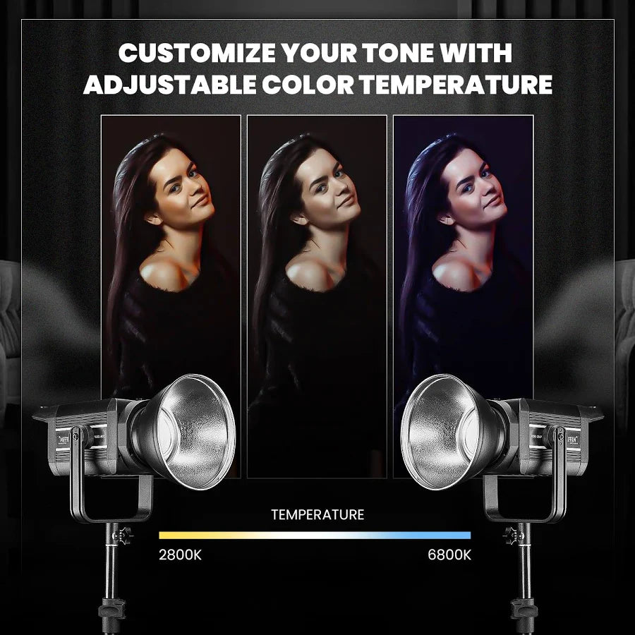 HIFFIN (COB-250P) 250W Bi-Color Continuous LED Video Light with 9 FX Modes, 2800K–6800K Adjustable, 10–100% Brightness Control, Remote Operated Studio Lighting for Photography & Videography