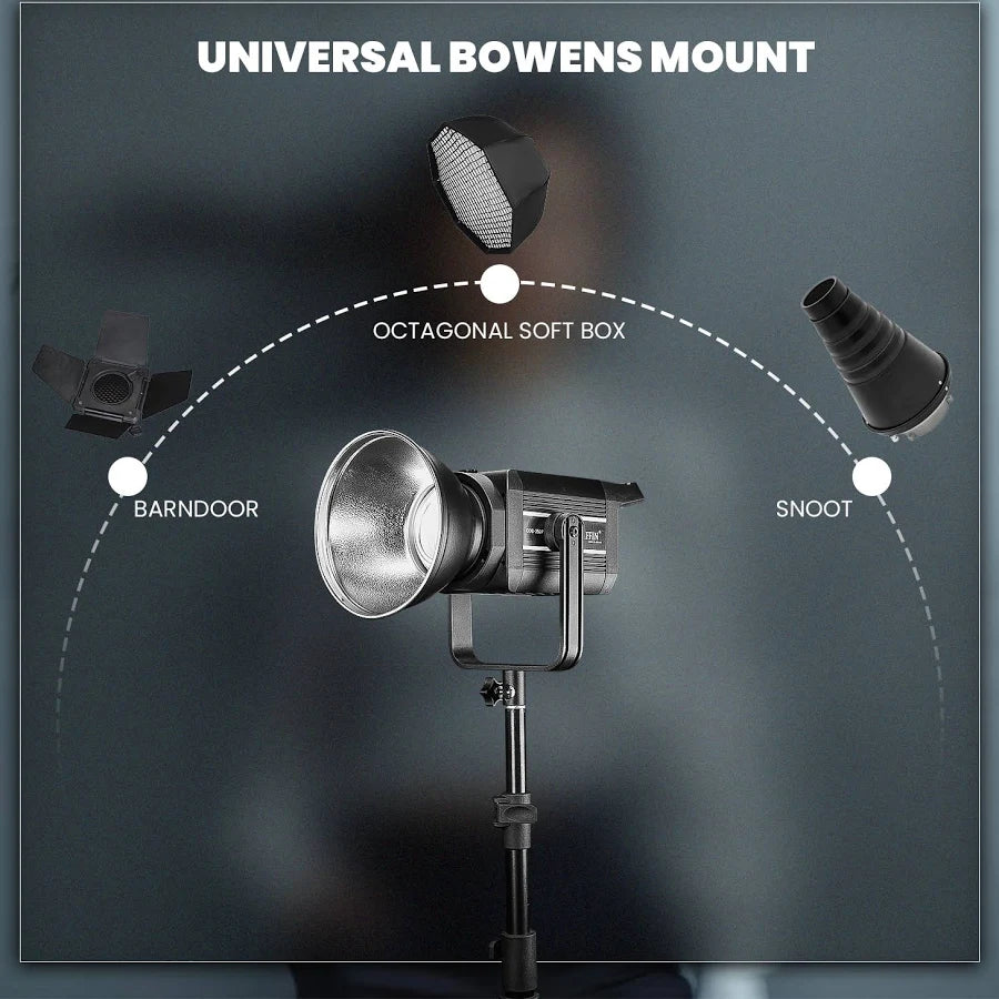 HIFFIN (COB-250P) 250W Bi-Color Continuous LED Video Light with 9 FX Modes, 2800K–6800K Adjustable, 10–100% Brightness Control, Remote Operated Studio Lighting for Photography & Videography