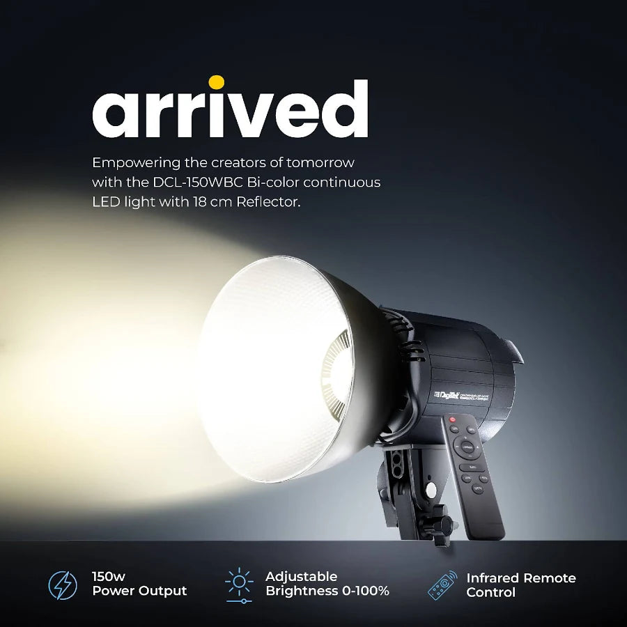 DIGITEK Lite (DCL-150WBC Combo) 150W Bi Color Continuous LED Light with 18CM Reflector & Infrared Remote, AC Power - 3000K-6500K Color Temperature Control, 95 CRI, 13500 Lumen, Ideal for Shooting