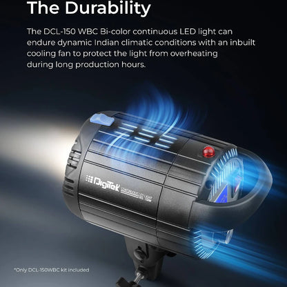 DIGITEK Lite (DCL-150WBC Combo) 150W Bi Color Continuous LED Light with 18CM Reflector & Infrared Remote, AC Power - 3000K-6500K Color Temperature Control, 95 CRI, 13500 Lumen, Ideal for Shooting