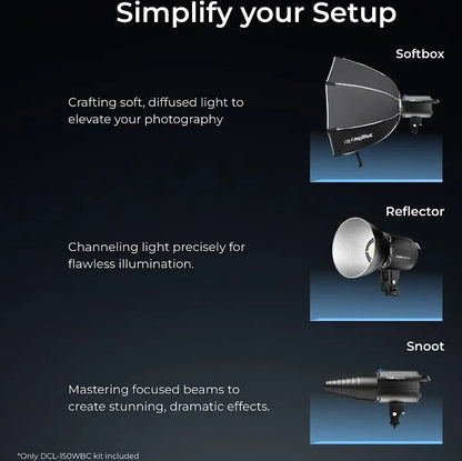 DIGITEK Lite (DCL-150WBC Combo) 150W Bi Color Continuous LED Light with 18CM Reflector & Infrared Remote, AC Power - 3000K-6500K Color Temperature Control, 95 CRI, 13500 Lumen, Ideal for Shooting