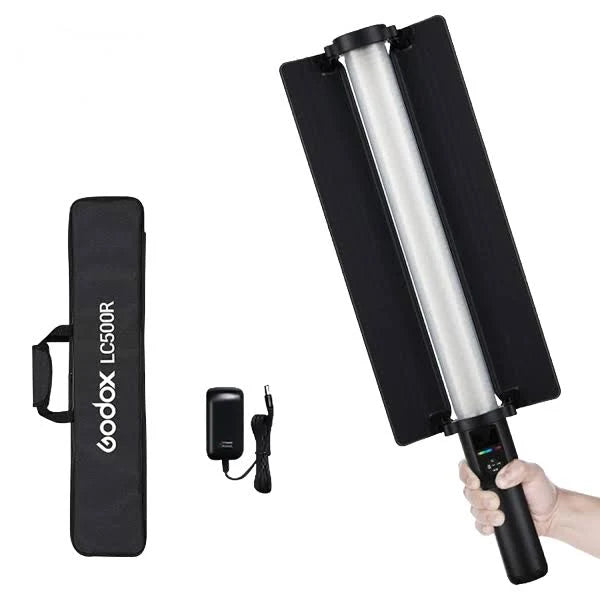 GODOX LC500R RGB LED Light Stick Camera & Photo Accessories Lighting,2500K-8500K Full Color, 14 Lighting Effects, with Barndoor & Carry Bag (Remote Not Included), Black