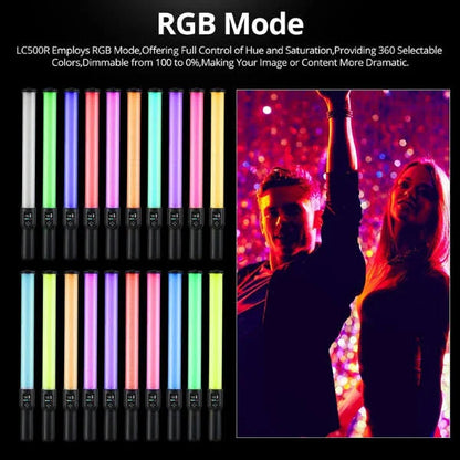 GODOX LC500R RGB LED Light Stick Camera & Photo Accessories Lighting,2500K-8500K Full Color, 14 Lighting Effects, with Barndoor & Carry Bag (Remote Not Included), Black