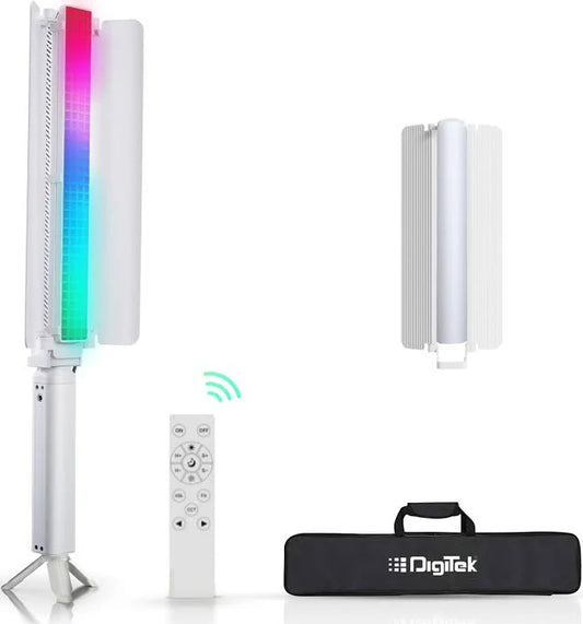 Digitek (DSL-1000 RGB) Handheld RGB LED Stick Light Wand with Barndoor, Battery Pack & Remote, 100W+80W RGB, 14 Special Effects, 0-360° HSI Full Color, 2700-7500K, CRI >97, for Photo & Videoshoots