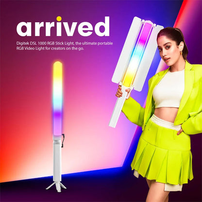 Digitek (DSL-1000 RGB) Handheld RGB LED Stick Light Wand with Barndoor, Battery Pack & Remote, 100W+80W RGB, 14 Special Effects, 0-360° HSI Full Color, 2700-7500K, CRI >97, for Photo & Videoshoots