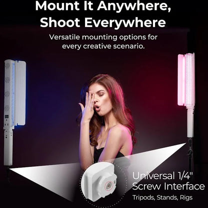 Digitek (DSL-1000 RGB) Handheld RGB LED Stick Light Wand with Barndoor, Battery Pack & Remote, 100W+80W RGB, 14 Special Effects, 0-360° HSI Full Color, 2700-7500K, CRI >97, for Photo & Videoshoots