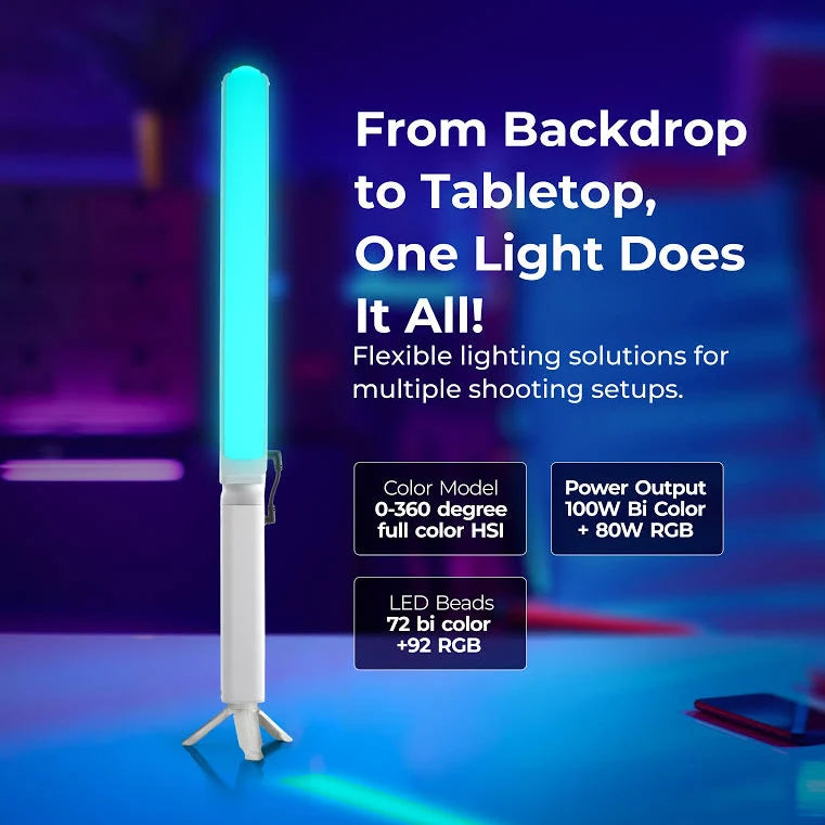 Digitek (DSL-1000 RGB) Handheld RGB LED Stick Light Wand with Barndoor, Battery Pack & Remote, 100W+80W RGB, 14 Special Effects, 0-360° HSI Full Color, 2700-7500K, CRI >97, for Photo & Videoshoots
