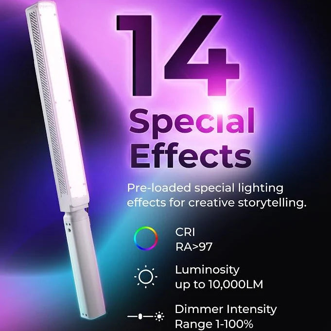 Digitek (DSL-1000 RGB) Handheld RGB LED Stick Light Wand with Barndoor, Battery Pack & Remote, 100W+80W RGB, 14 Special Effects, 0-360° HSI Full Color, 2700-7500K, CRI >97, for Photo & Videoshoots