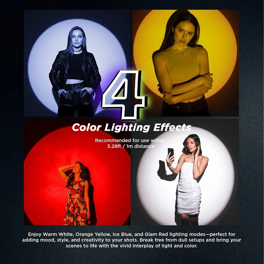 HIFFIN G-Flash RGB Photography Flashlight Portable Video Light LED Spotlight 7500mAh Battery 1–100% Dimming 4 Color Modes 20 GOBO Filters USB-C for Recording Studio Lighting, YouTube, Reels, Vlogging