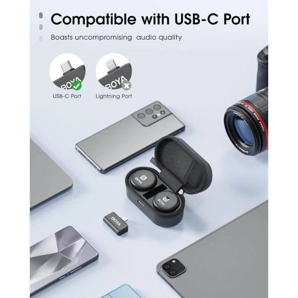 BOYA Omic-U Wireless Type-C Lavalier for Creators - White Microphone