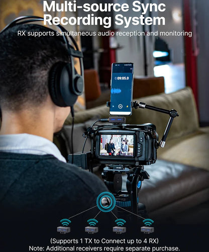 BOYALINK 3 Wireless Lavalier Microphone for Android/Camera/PC,AI Noise Reduction,48kHz/24Bit Studio Sound,984ft 30h Battery with Charging Case, APP Control Mic for Vlogging Interview(No Charging Case)