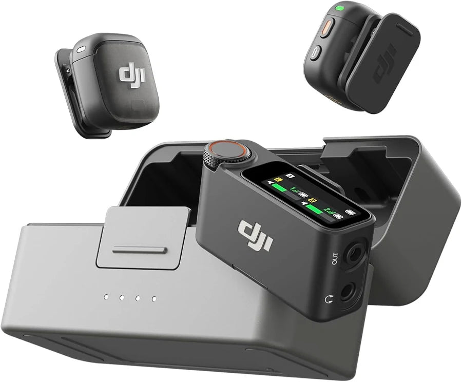 DJI Mic 3 (2 TX + 1 RX + Charging Case), Wireless Microphone for iPhone/Android/Camera, 32-bit Float Internal Recording, Dual Band Anti-Interference, Adaptive Gain Control for Balanced Volume, 28h Use